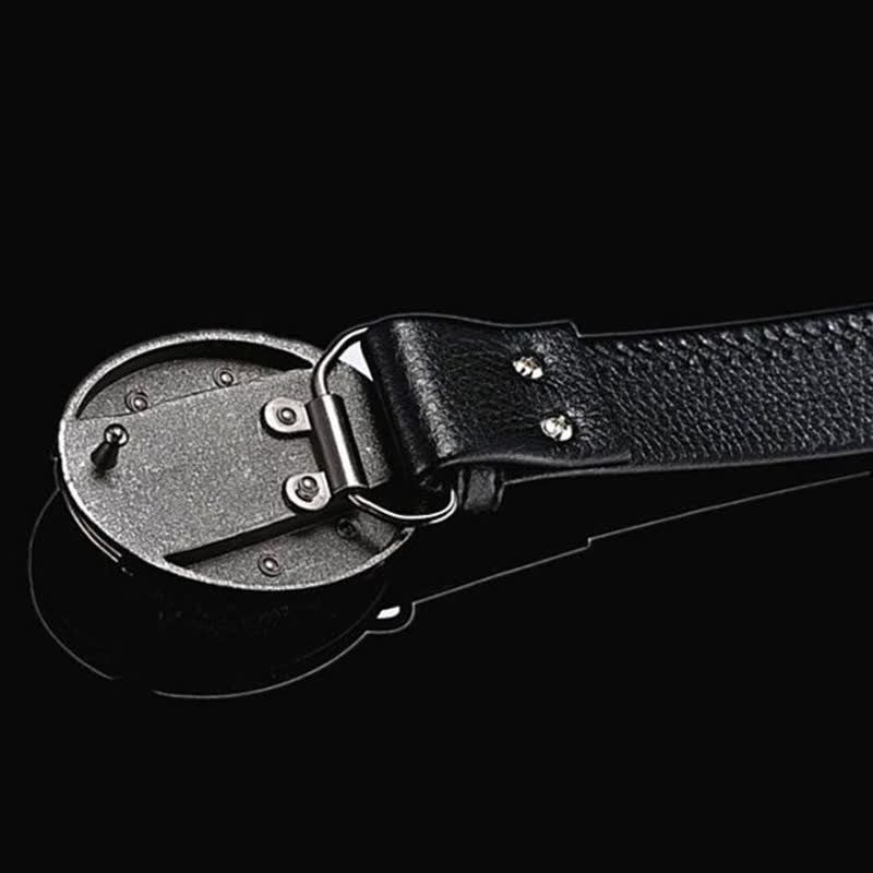 Men's Soaring Eagle Leather Belt With Folding Knife